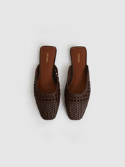 Woven Slip-On Mules Chocolate | Womens
