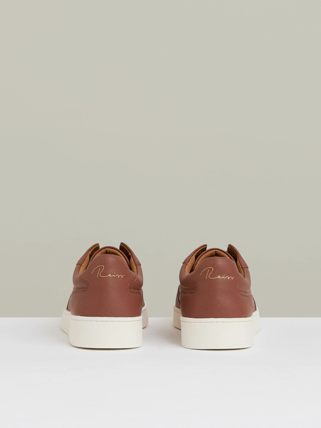 Leather Elasticated-Lace Trainers Terracotta Brown | Mens