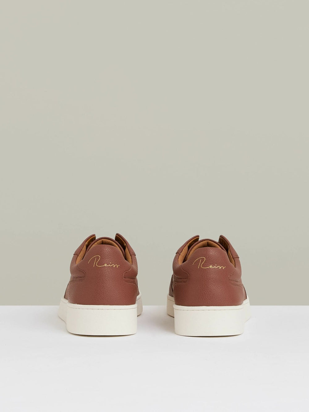 Leather Elasticated-Lace Trainers Terracotta Brown | Mens