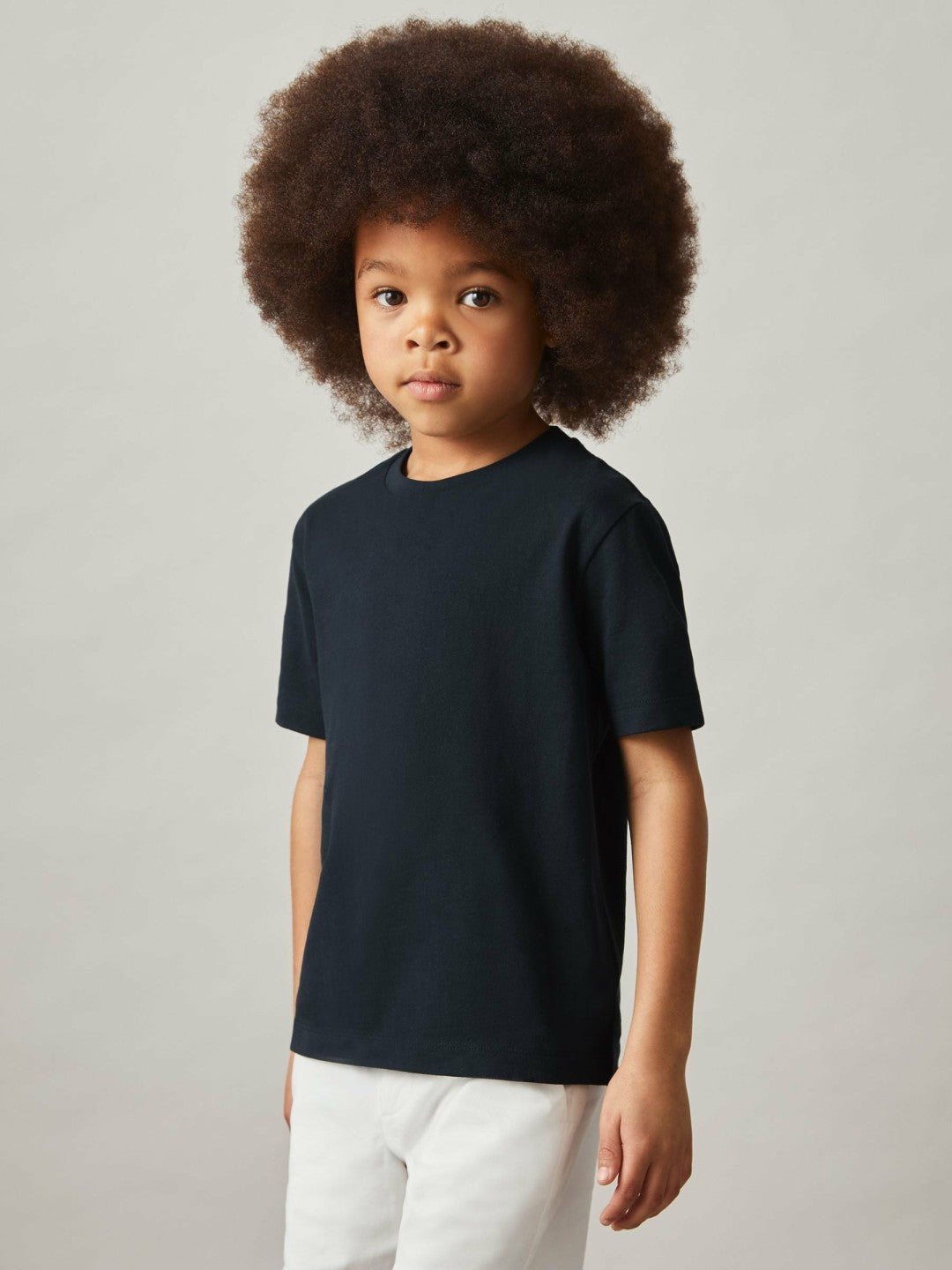 9-13 yrs Cotton Crew-Neck T-Shirt Navy | Children
