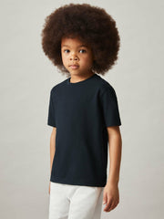 9-13 yrs Cotton Crew-Neck T-Shirt Navy | Children