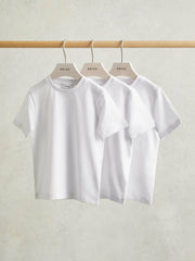 Cotton Crew-Neck T-Shirts 3 Pack White | Children