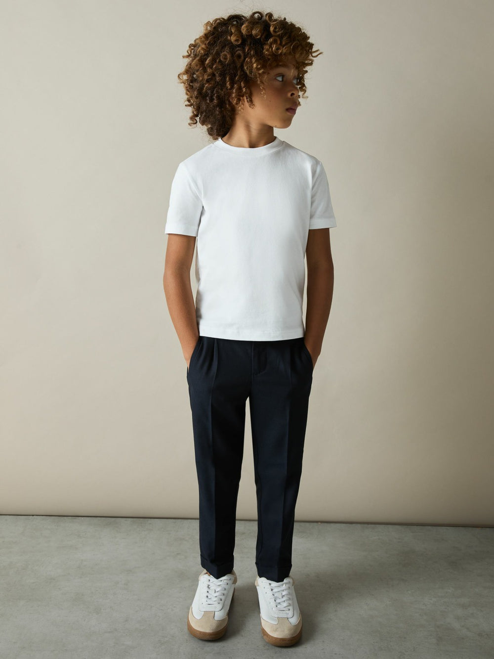 3-9 yrs Cotton Crew-Neck T-Shirts 3 Pack White/Navy/Soft Grey | Children