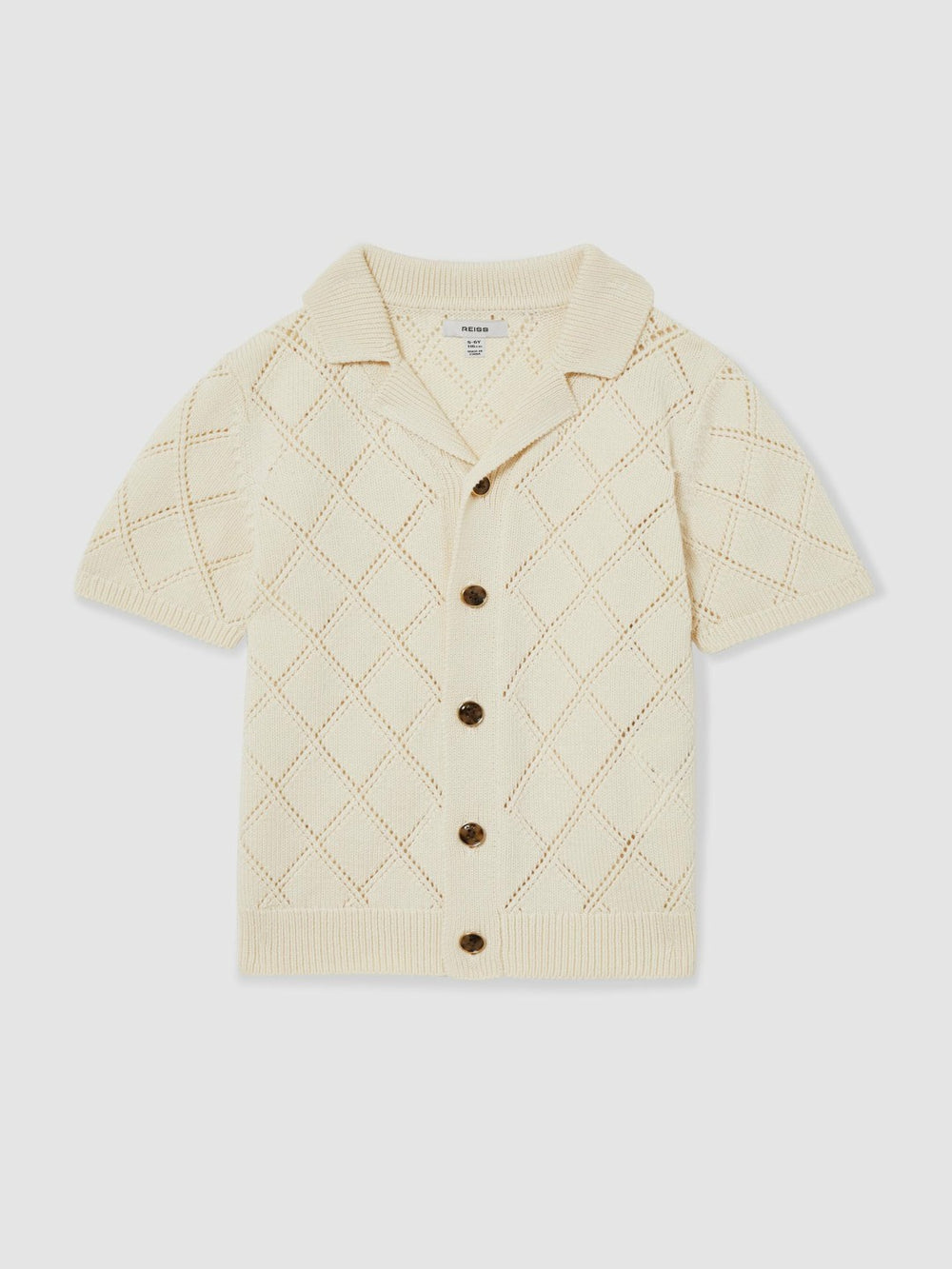 3-9 yrs Cotton Blend Diamond Knit Shirt Off White | Children