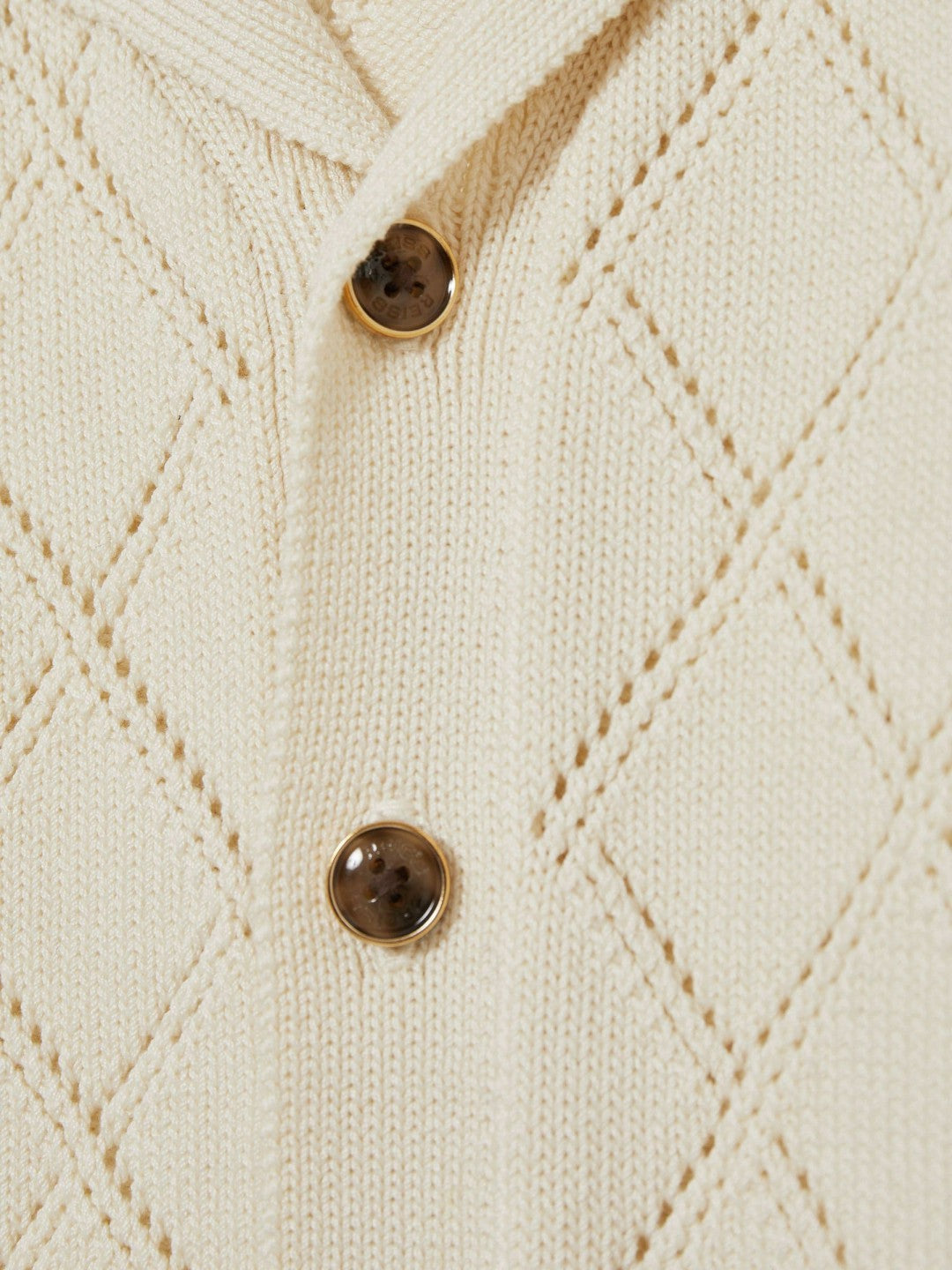 3-9 yrs Cotton Blend Diamond Knit Shirt Off White | Children
