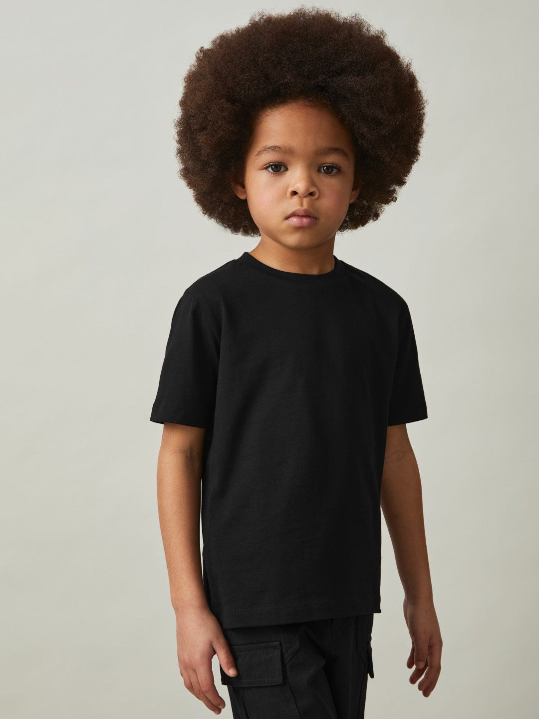 9-13 yrs Cotton Crew-Neck T-Shirt Black | Children
