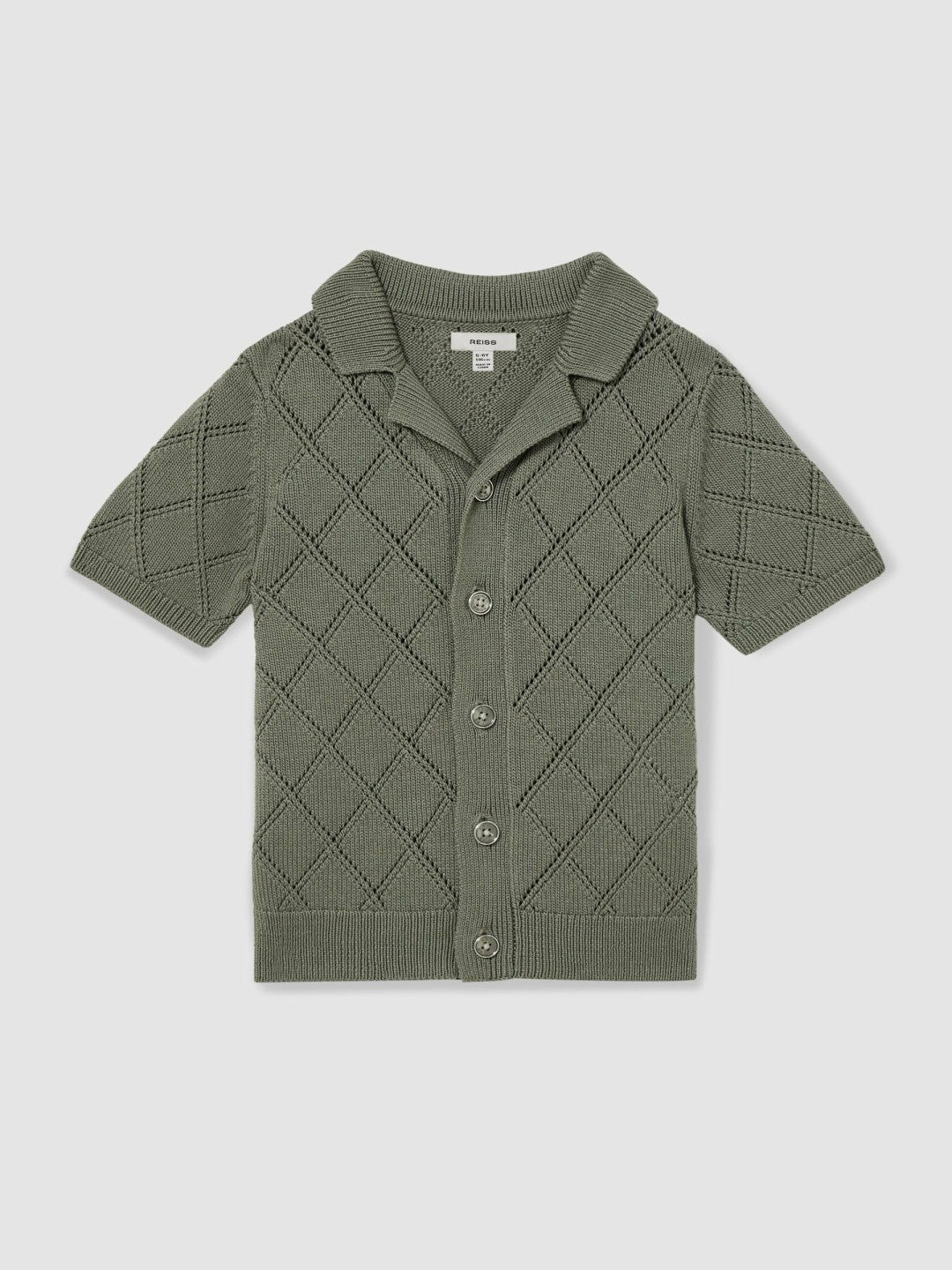 9-13 yrs Cotton Blend Diamond Knit Shirt Dark Sage | Children