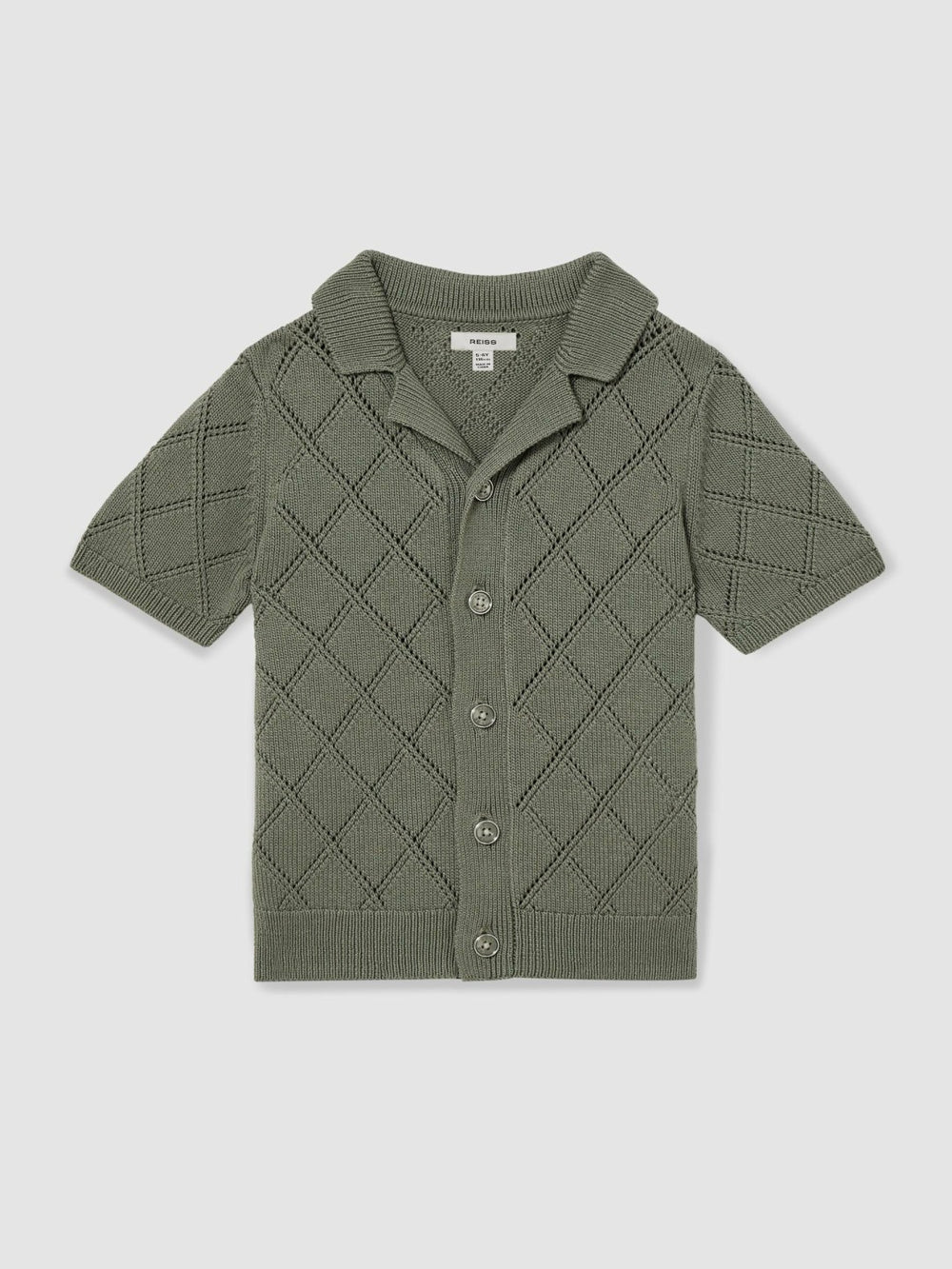 9-13 yrs Cotton Blend Diamond Knit Shirt Dark Sage | Children