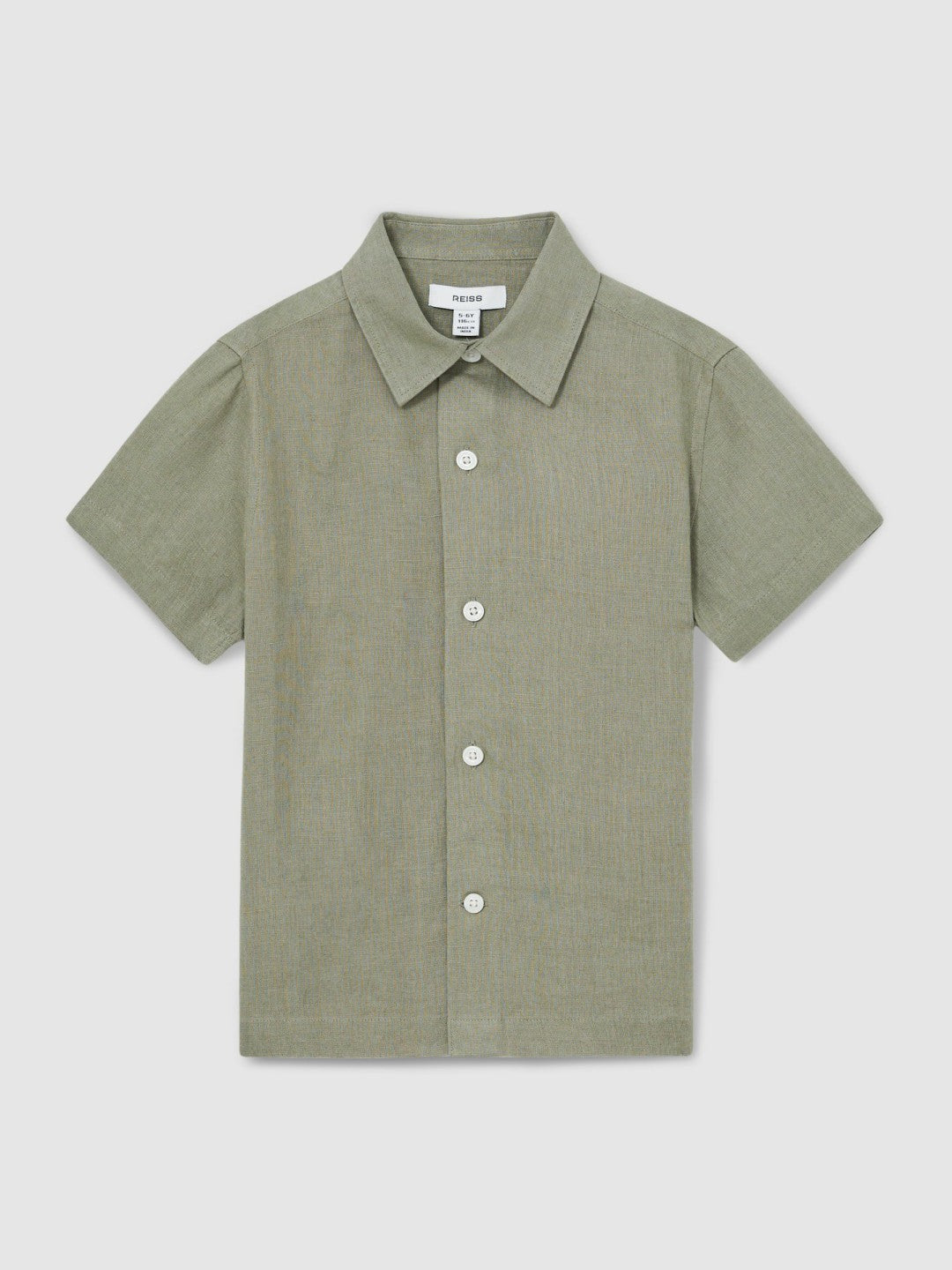 3-9 yrs Short Sleeve Linen Shirt Thyme Green | Children