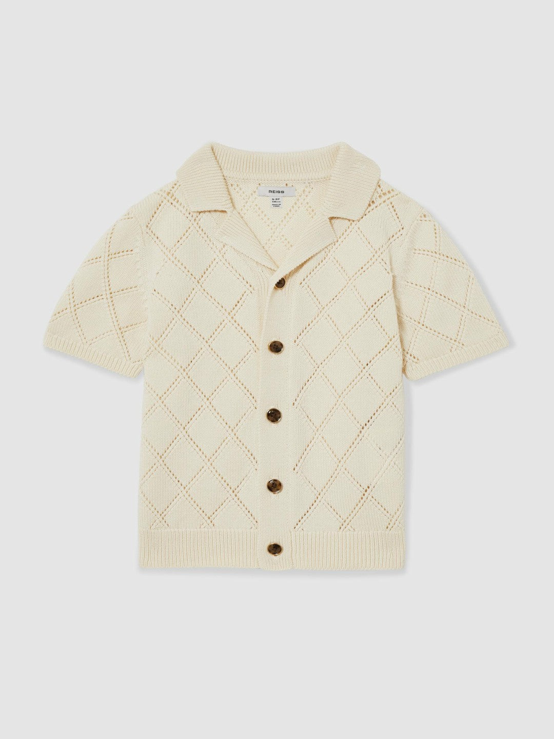 9-13 yrs Cotton Blend Diamond Knit Shirt Off White | Children