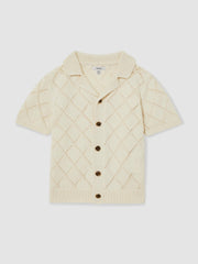 9-13 yrs Cotton Blend Diamond Knit Shirt Off White | Children