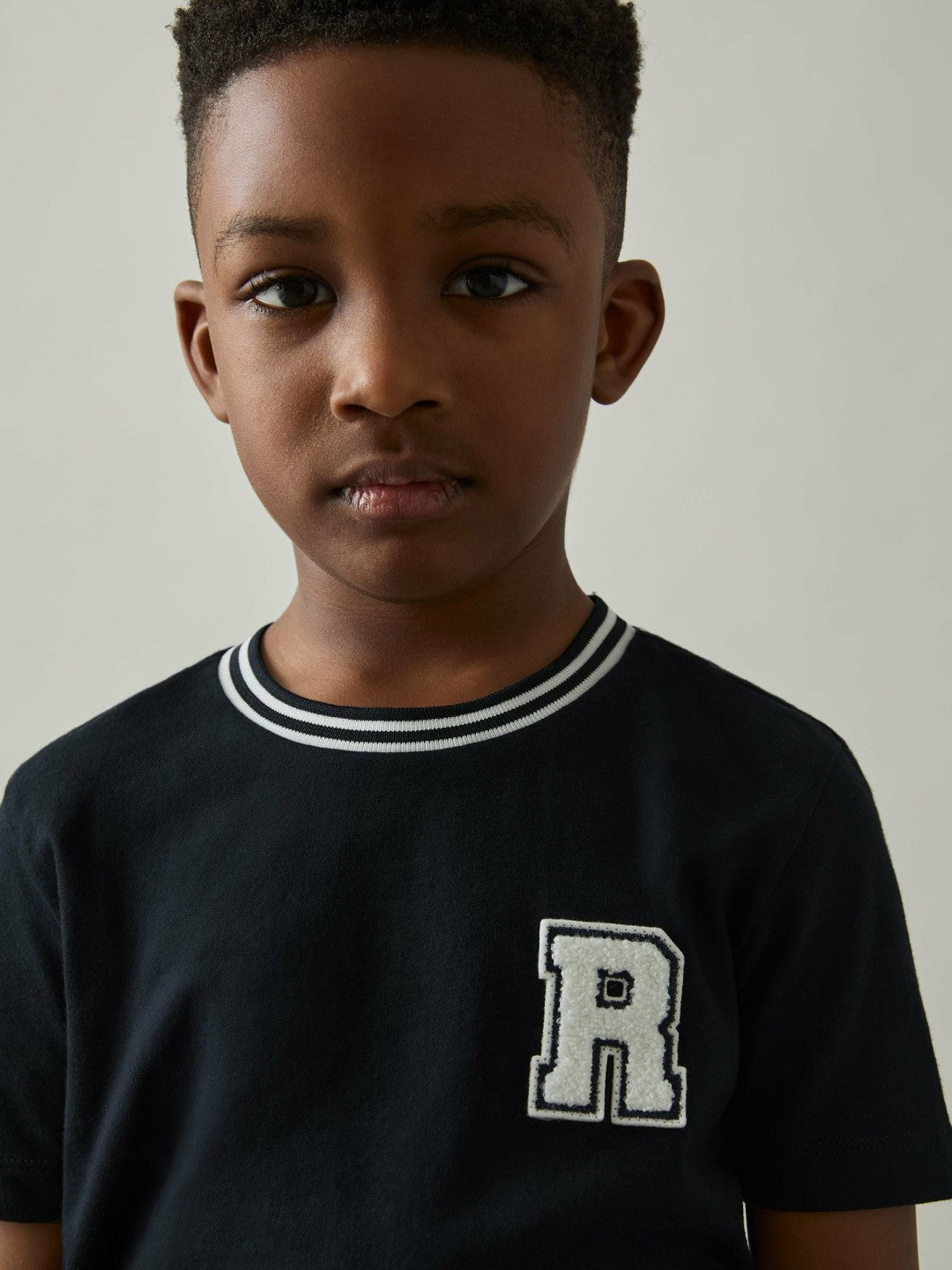 9-13 yrs Cotton Letter Patch T-Shirt Navy | Children