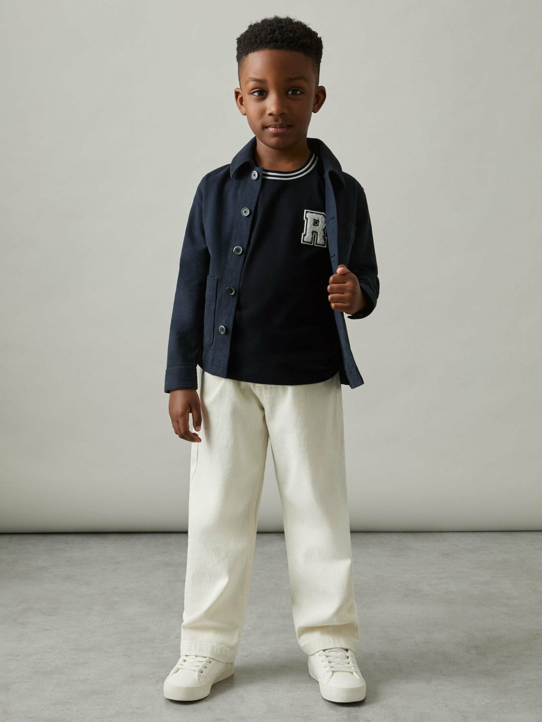 9-13 yrs Cotton Letter Patch T-Shirt Navy | Children