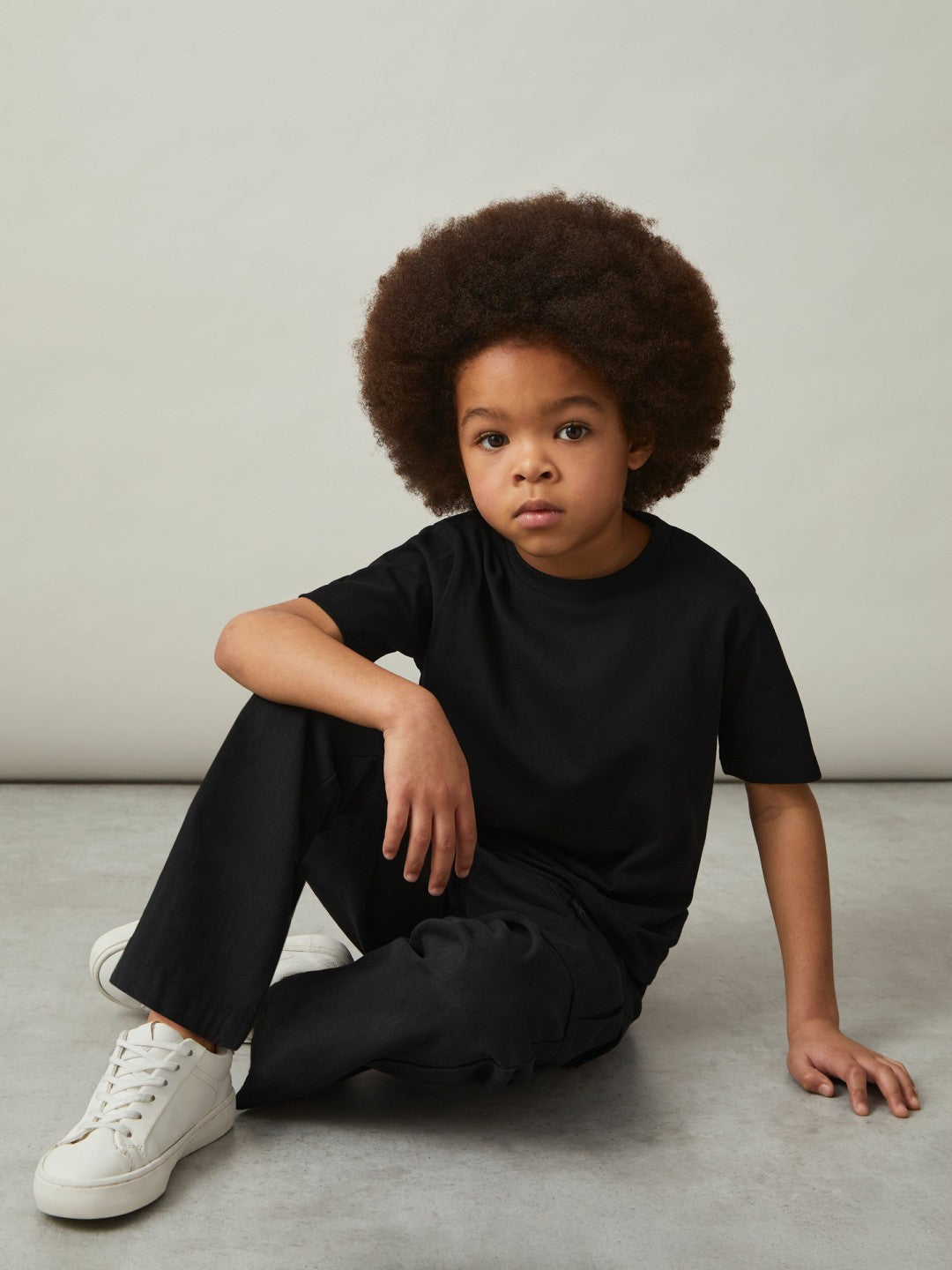 3-9 yrs Cotton Crew-Neck T-Shirt Black | Children