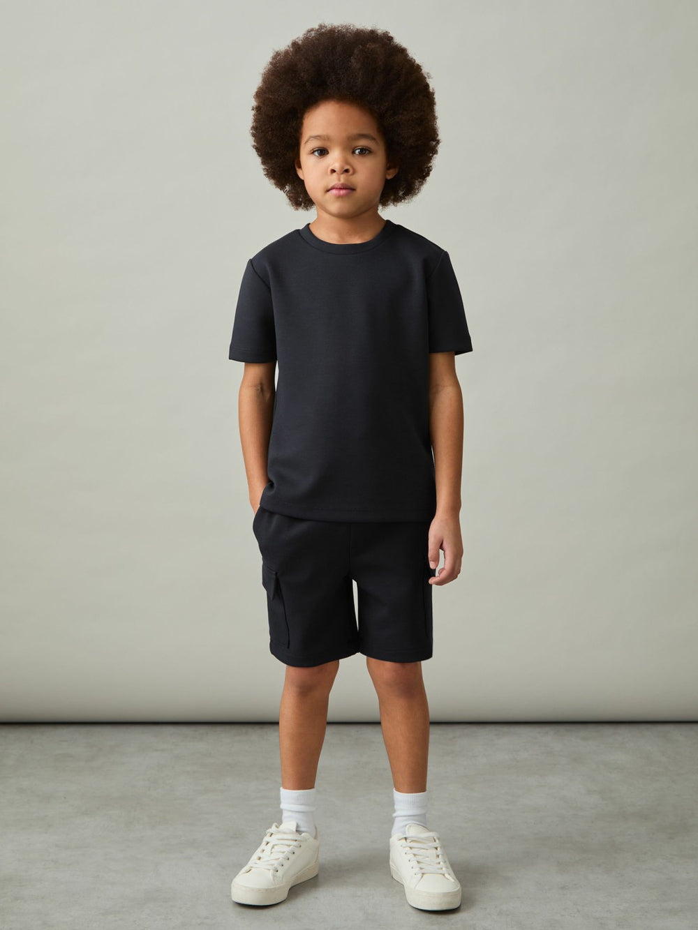 3-9 yrs Interlock-Jersey Crew-Neck T-Shirt Navy | Children