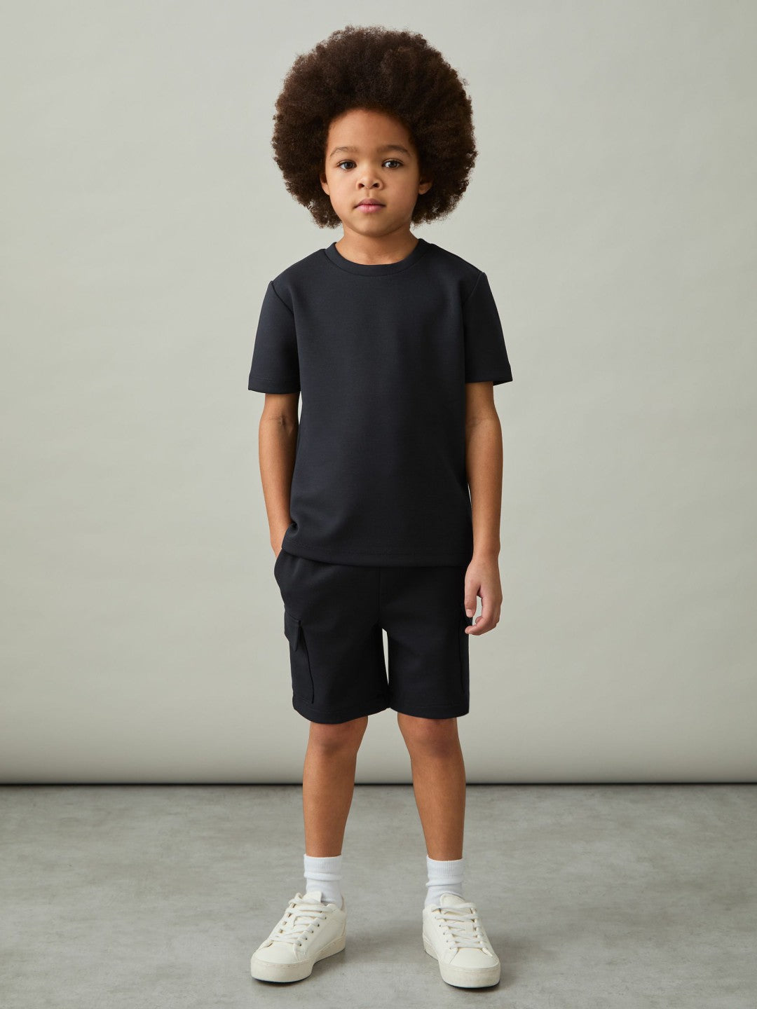 3-9 yrs Interlock-Jersey Crew-Neck T-Shirt Navy | Children