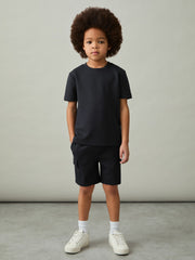 9-13 yrs Interlock-Jersey Crew-Neck T-Shirt Navy | Children