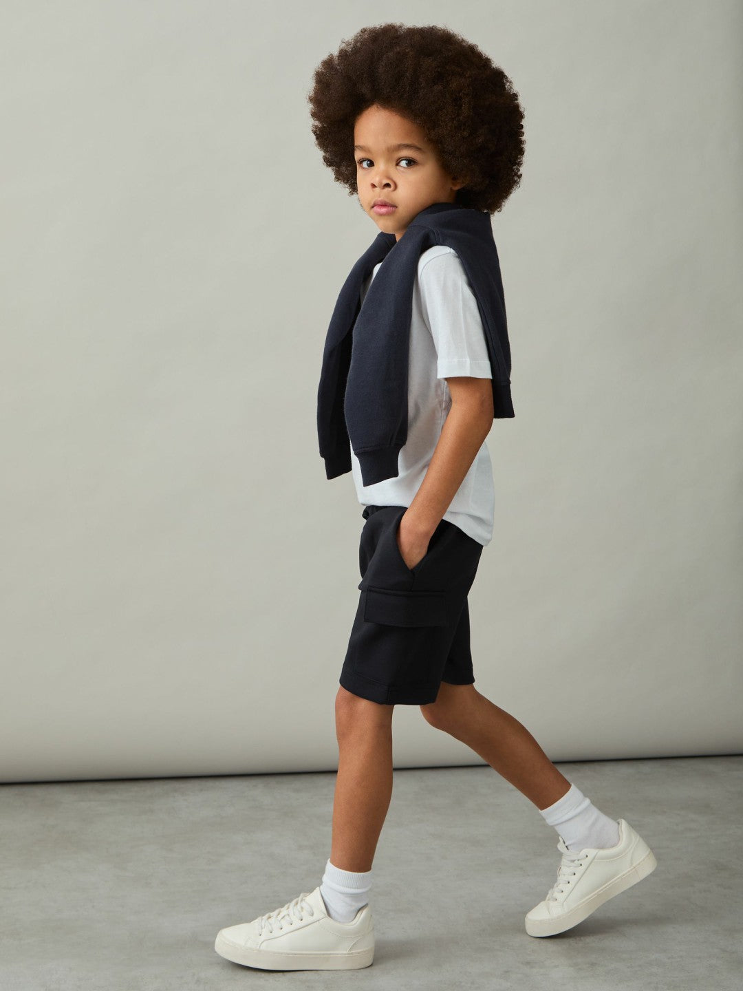 9-13 yrs Interlock-Jersey Cargo Shorts Navy | Children