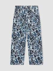 9-13 yrs Floral-Print Straight-Leg Jeans Blue | Children