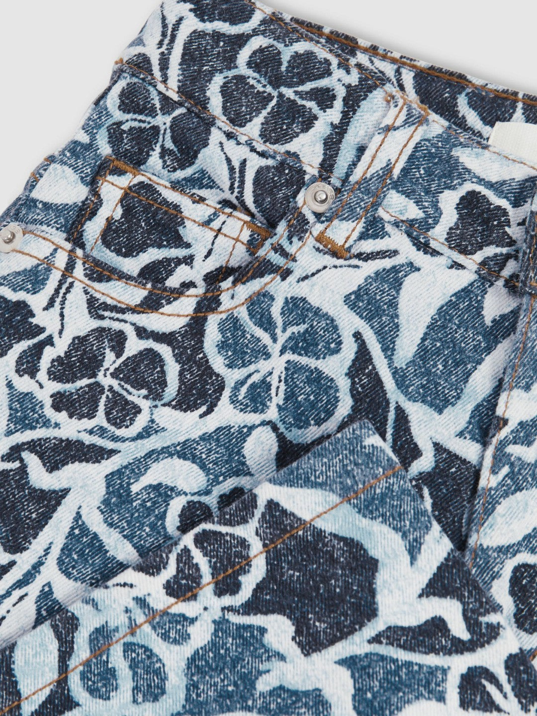 9-13 yrs Floral-Print Straight-Leg Jeans Blue | Children