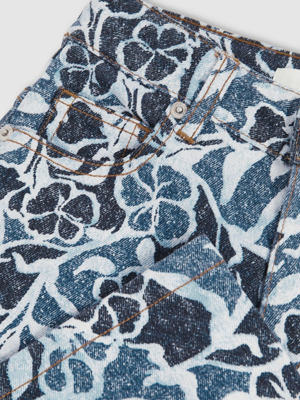 9-13 yrs Floral-Print Straight-Leg Jeans Blue | Children