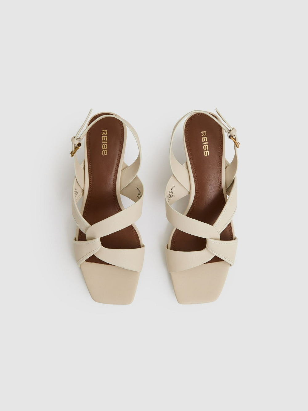 Leather Link-Strap Low-Heel Sandals Off White | Womens