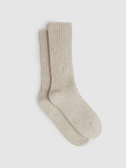 Rib-Knit Socks With Cashmere Oatmeal | Womens