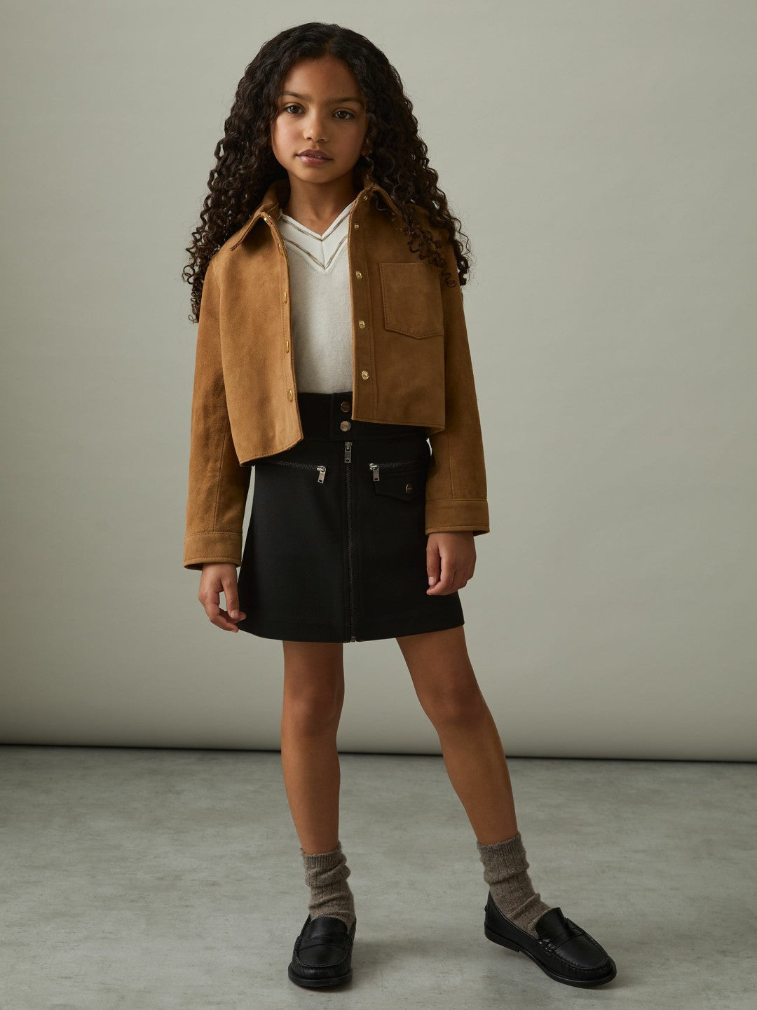 4-9 yrs Piqué Zip-Detail Mini Skirt Black | Children