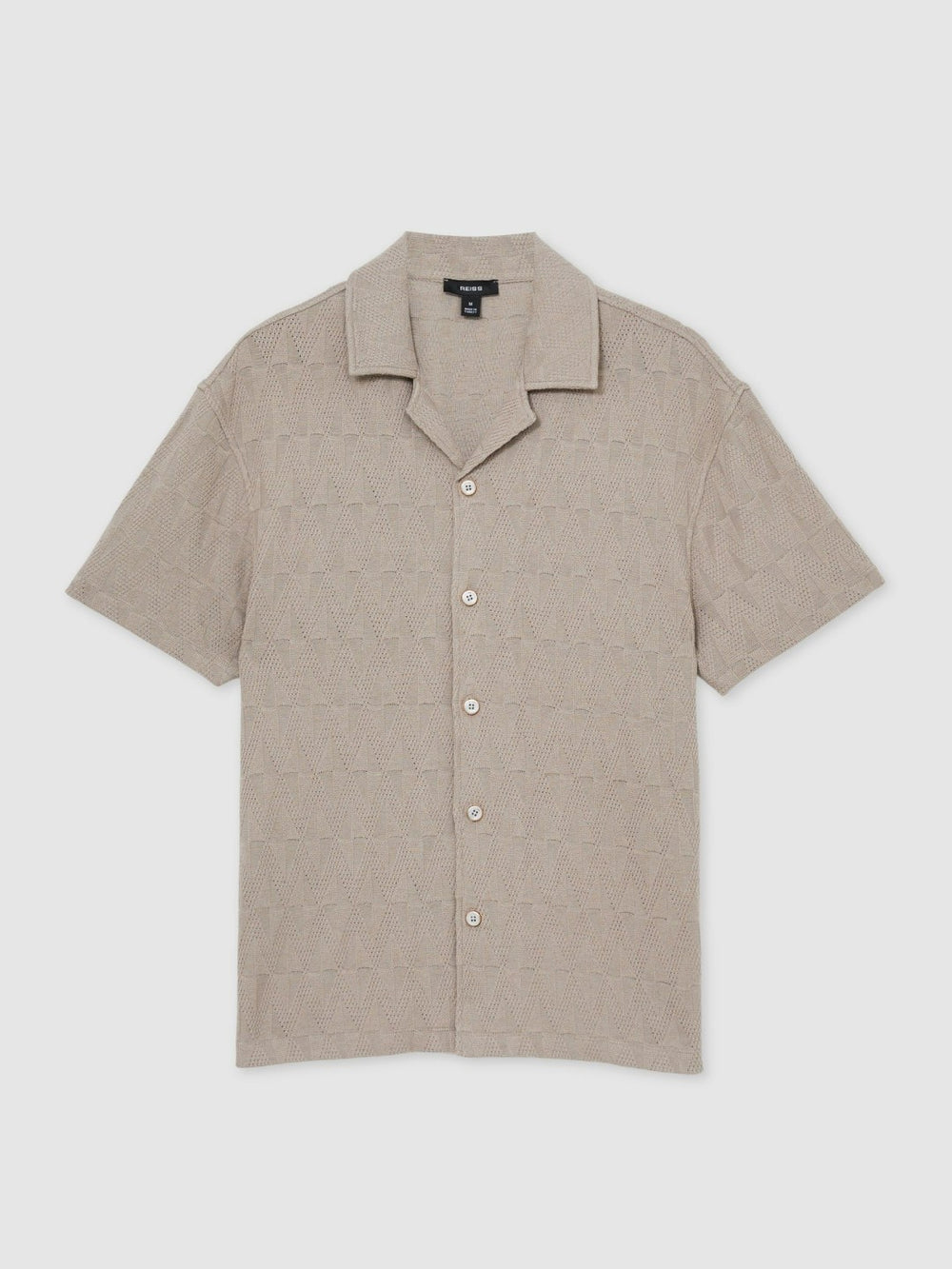 Cotton Textured Cuban-Collar Shirt Mink Brown | Mens
