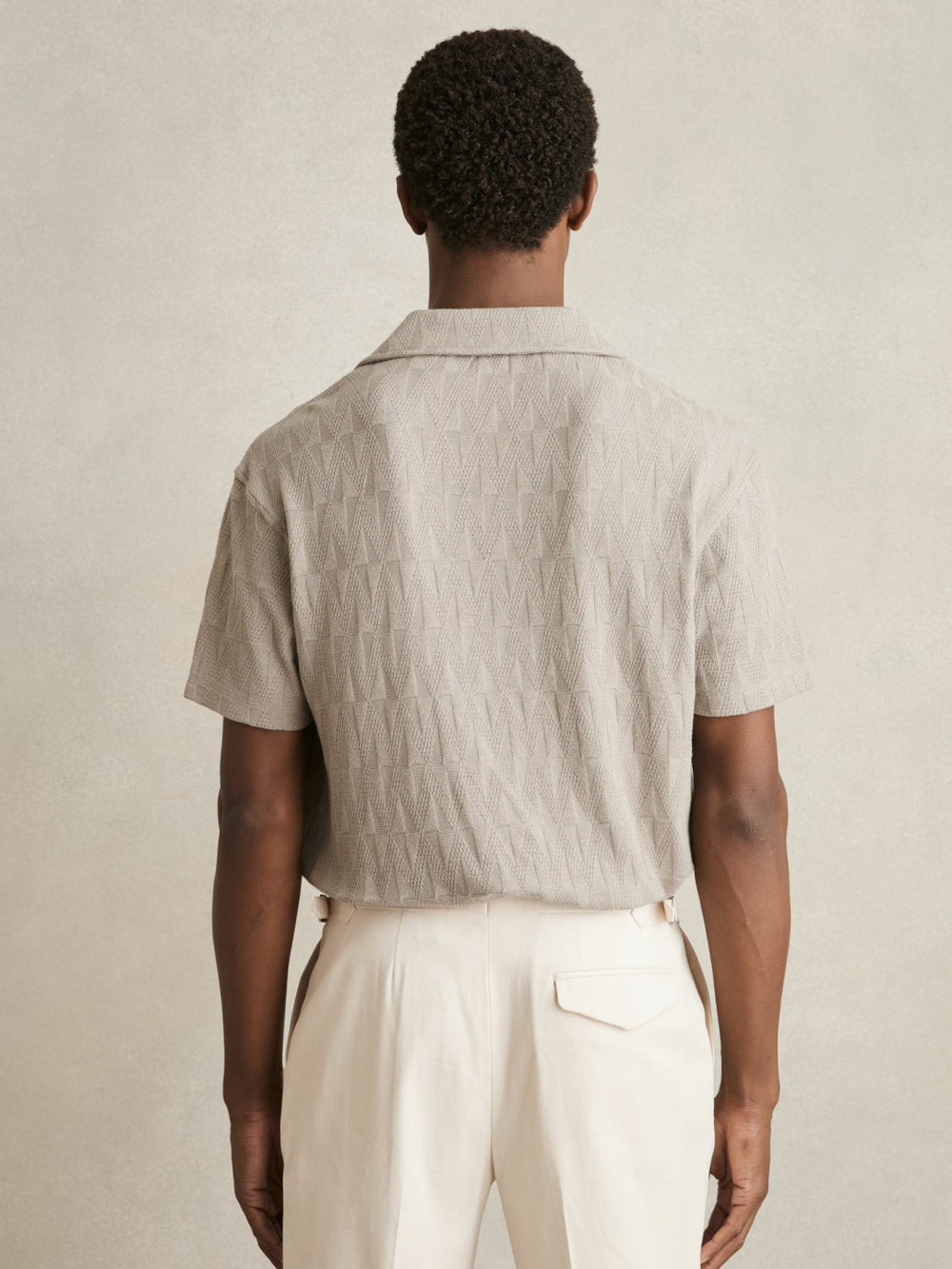 Cotton Textured Cuban-Collar Shirt Mink Brown | Mens