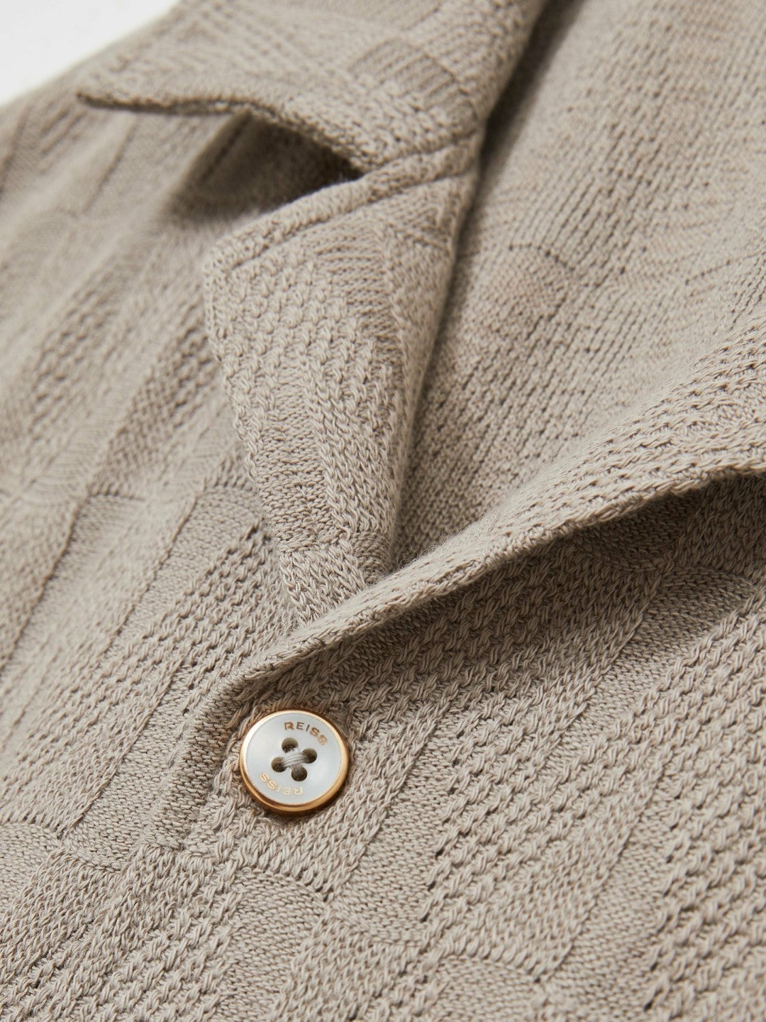 Cotton Textured Cuban-Collar Shirt Mink Brown | Mens