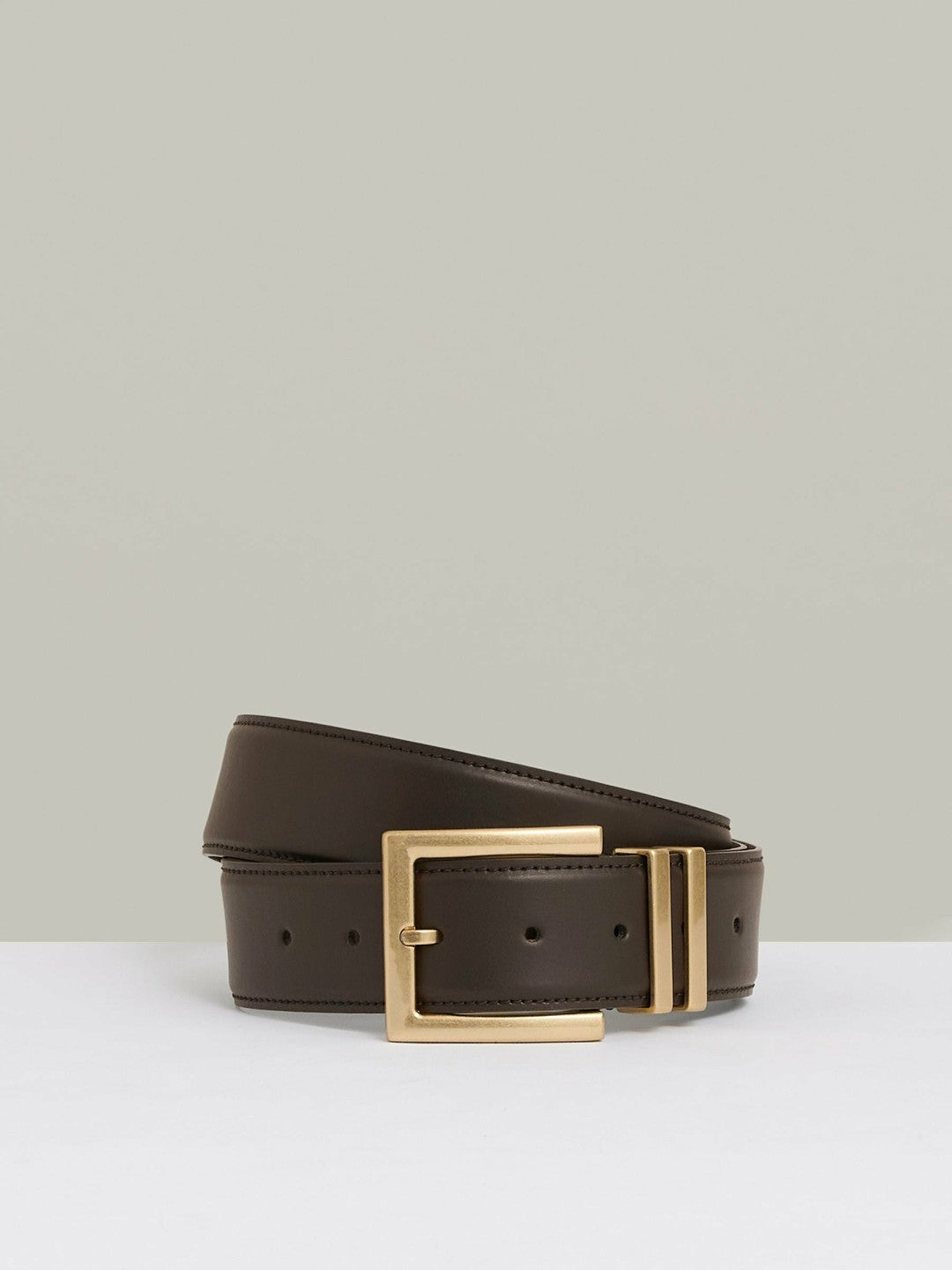 Leather Square Buckle Belt Chocolate | Womens