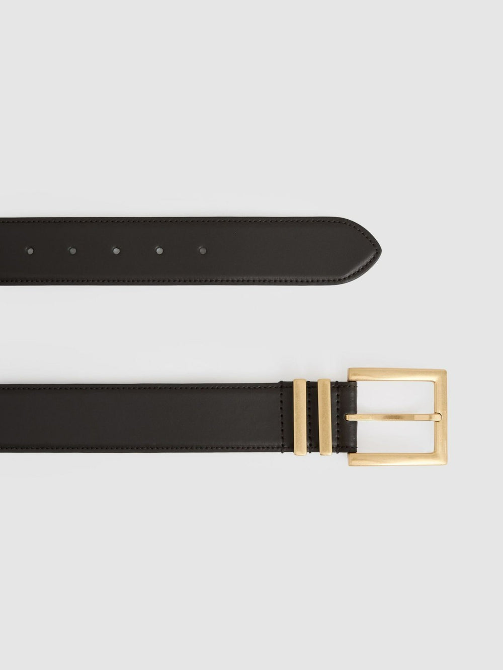 Leather Square Buckle Belt Chocolate | Womens