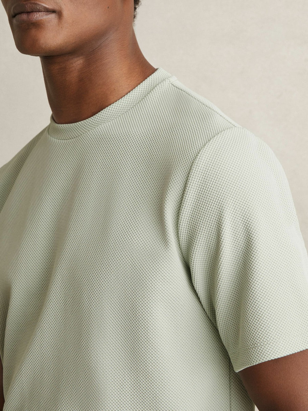 Textured Crew-Neck T-Shirt Sage Green | Mens