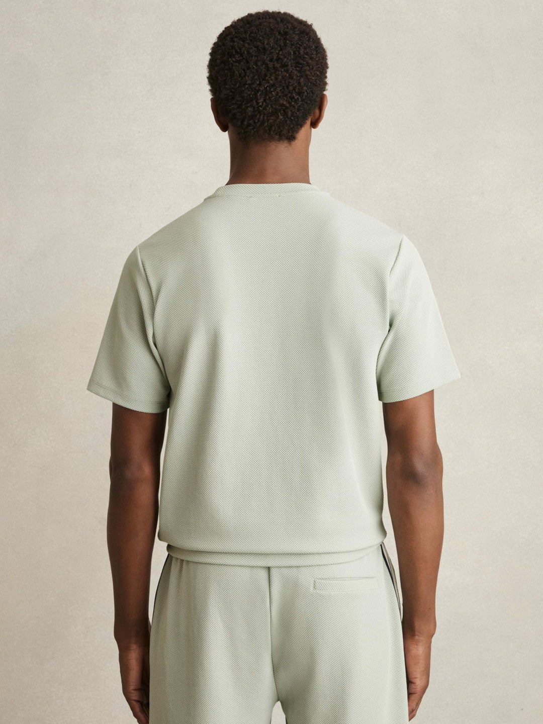 Textured Crew-Neck T-Shirt Sage Green | Mens