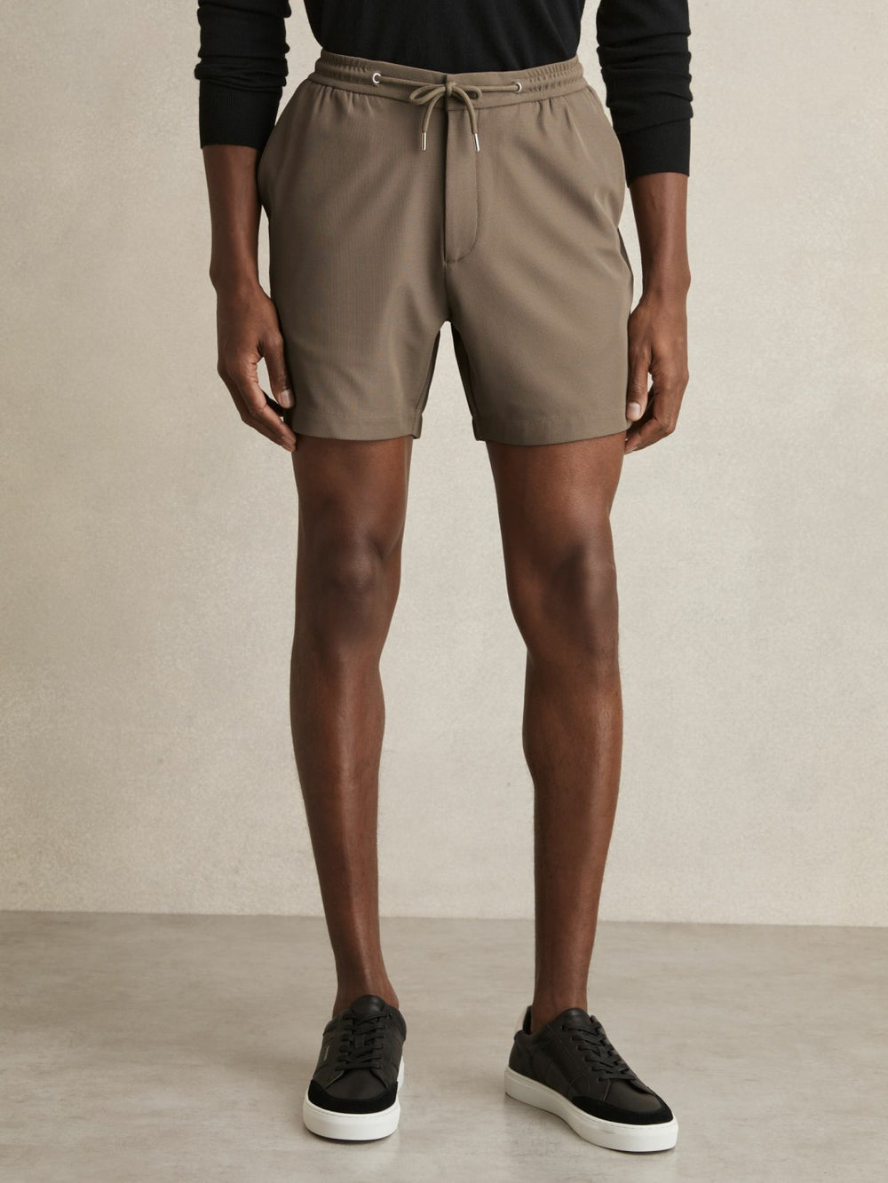 Textured Drawstring Shorts Mocha Brown | Mens