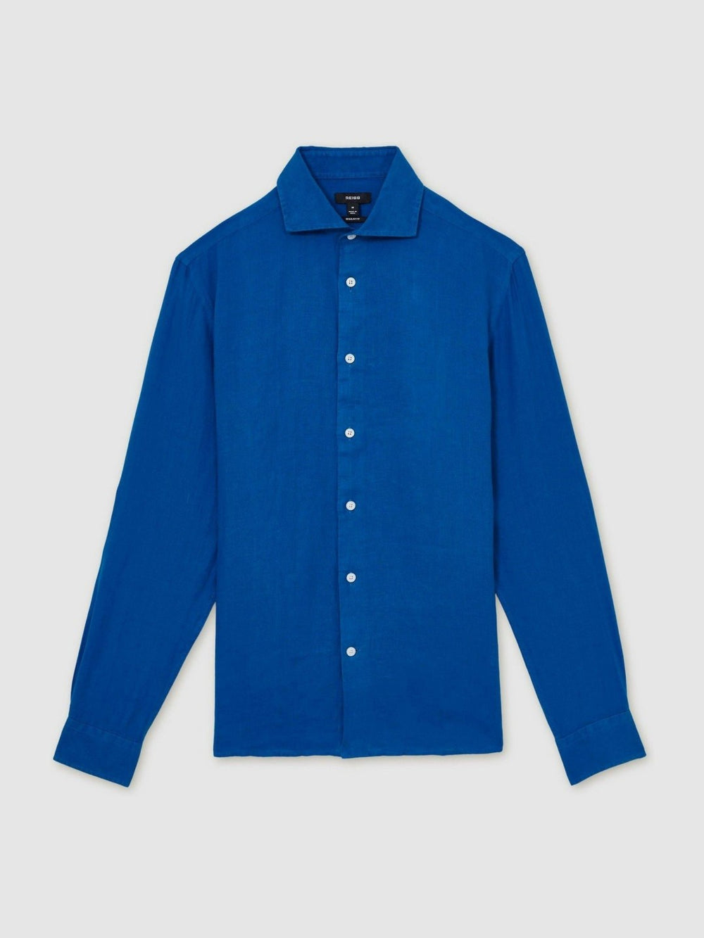 Linen Button-Through Shirt Bright Blue | Mens