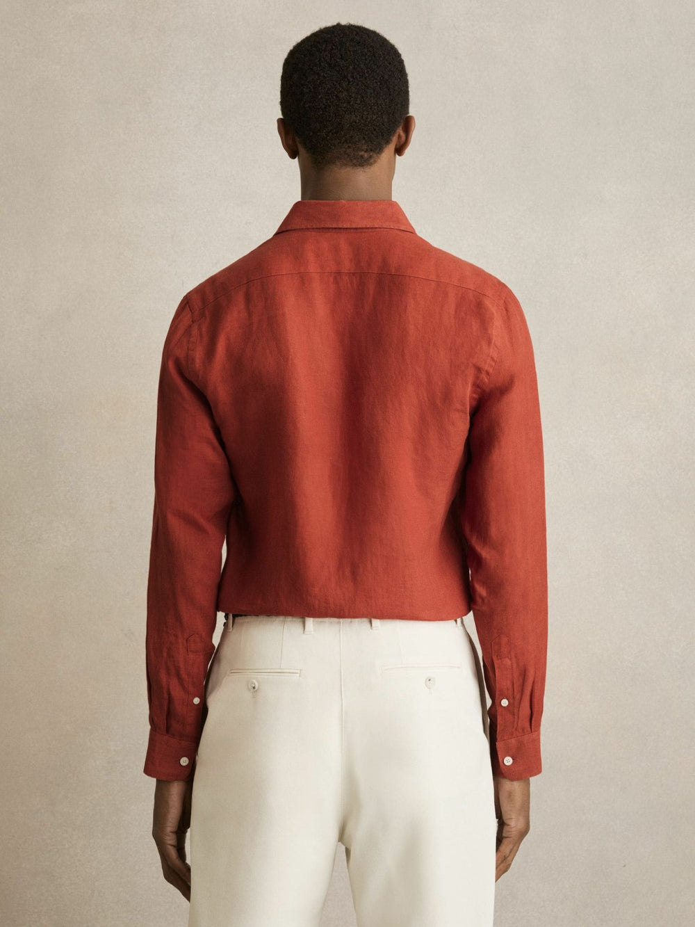 Linen Button-Through Shirt Paprika Red | Mens