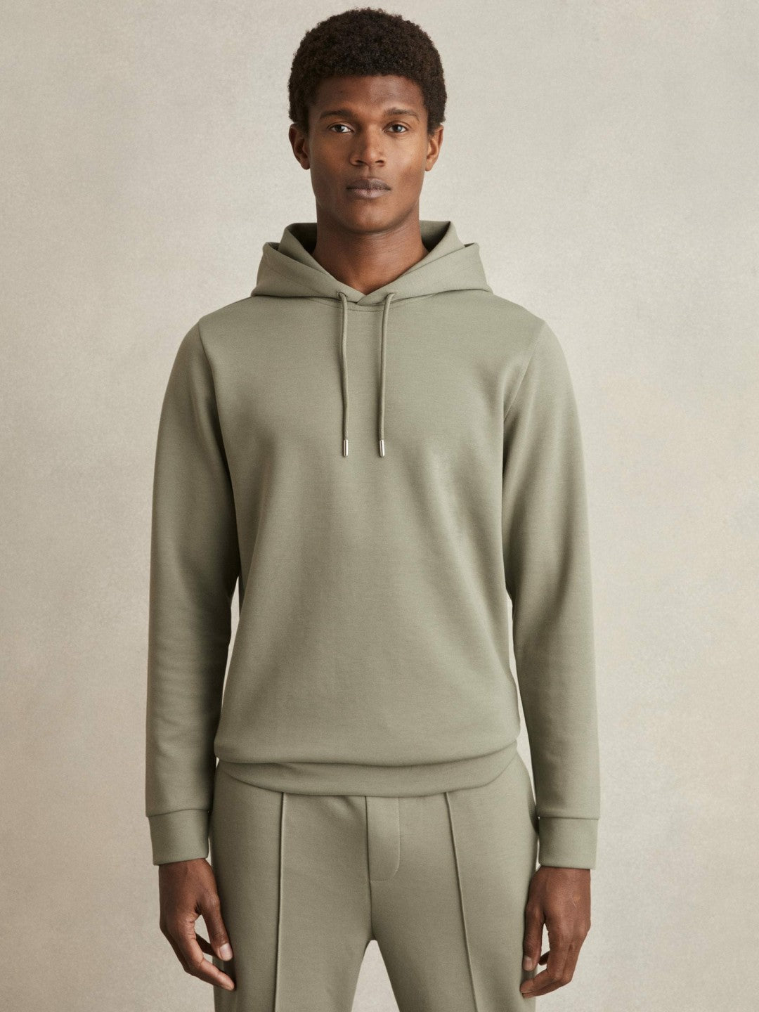 Interlock Jersey Drawstring Hoodie Sage | Mens