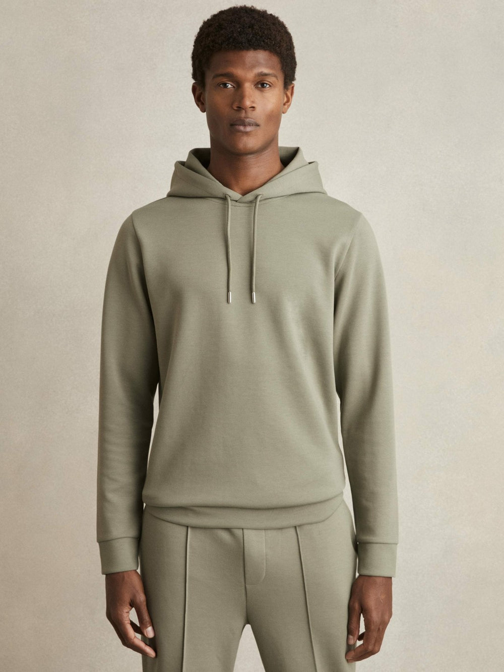 Interlock Jersey Drawstring Hoodie Sage | Mens