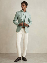Linen Button-Through Shirt Ocean Green | Mens