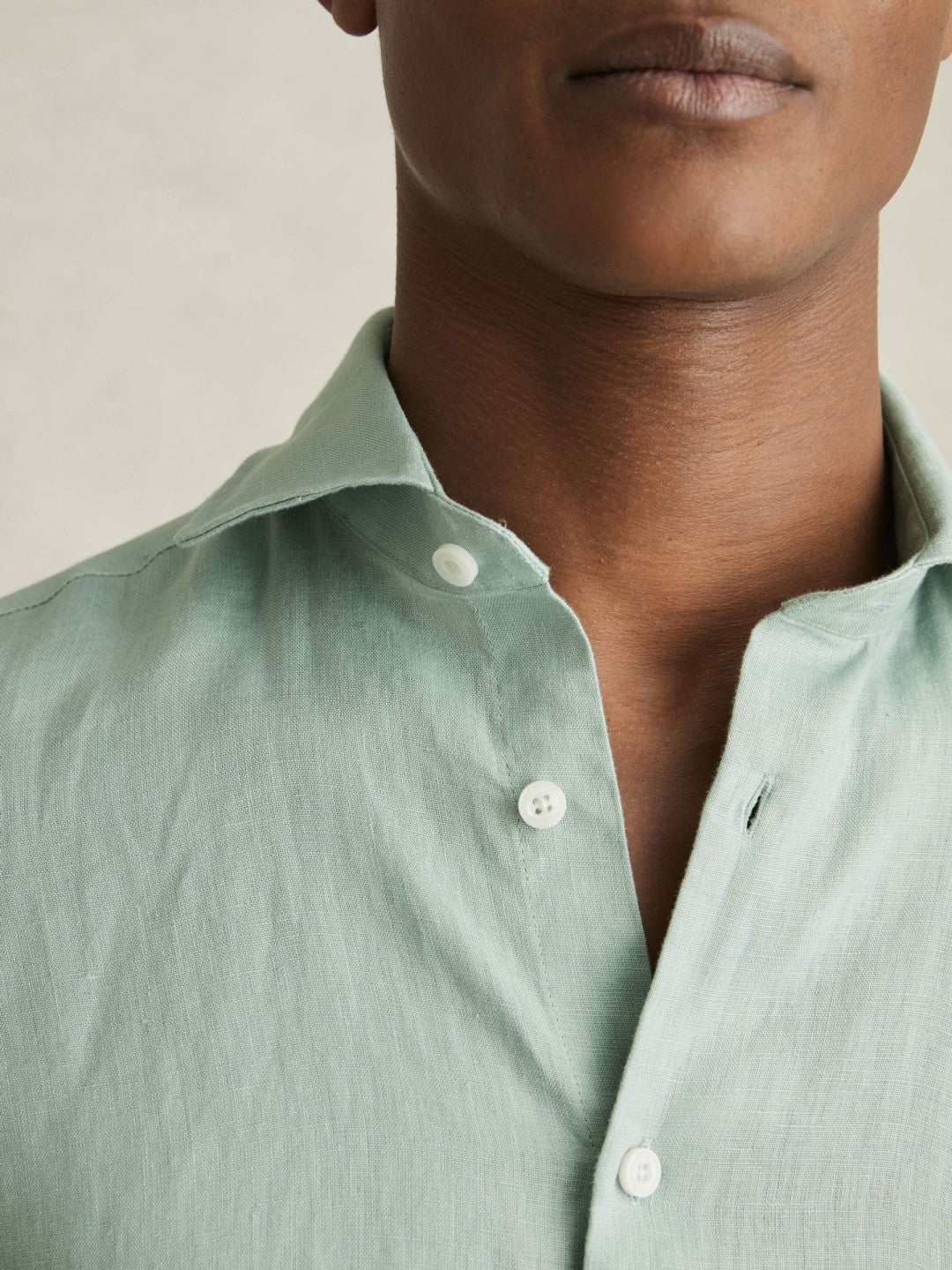 Linen Button-Through Shirt Ocean Green | Mens