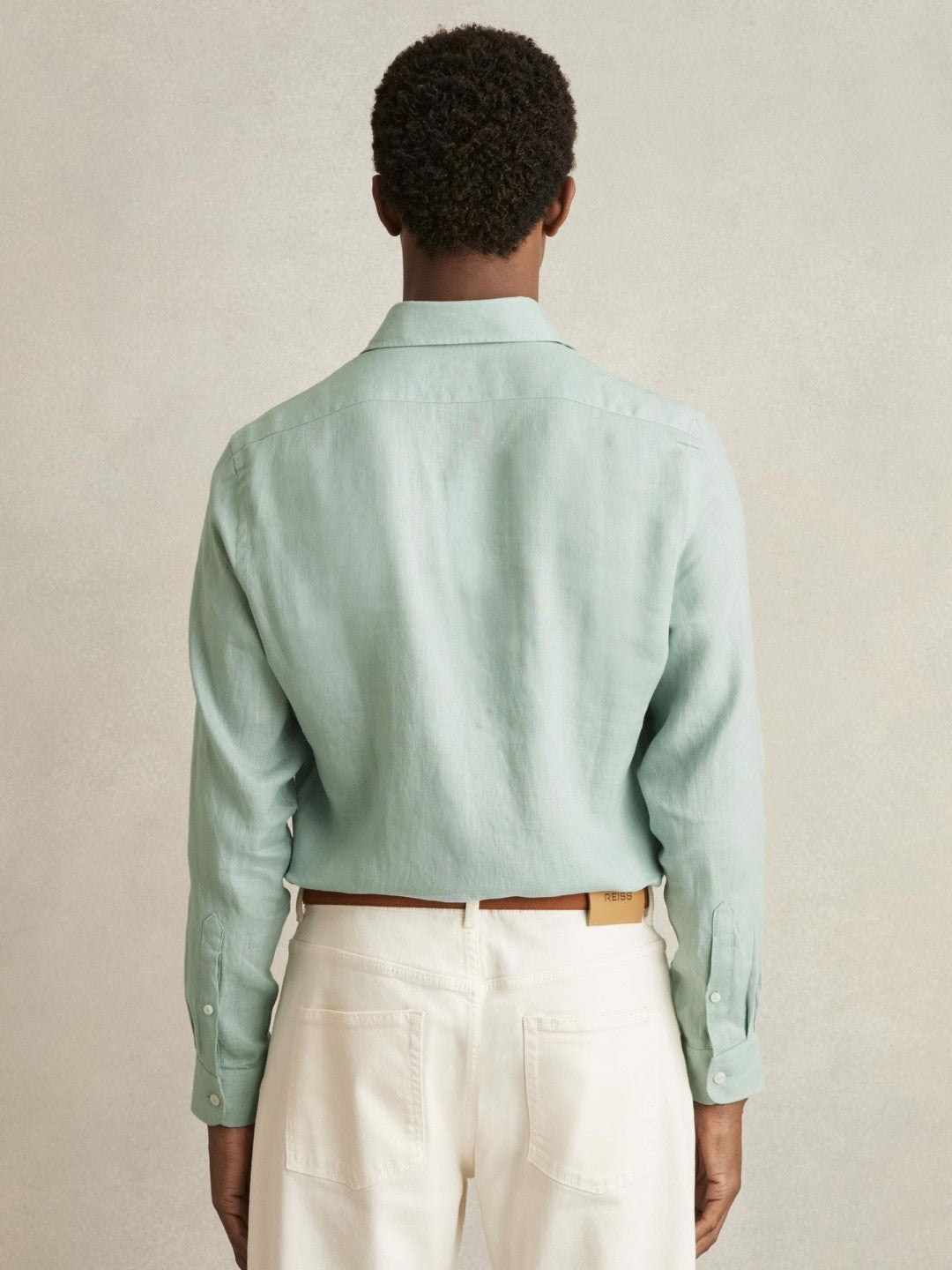 Linen Button-Through Shirt Ocean Green | Mens