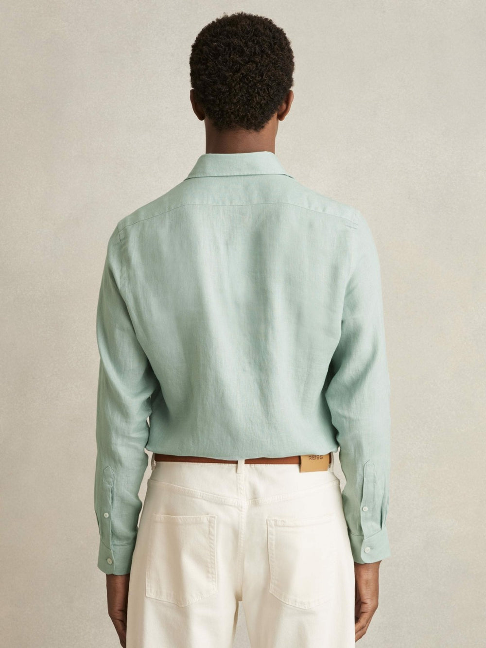 Linen Button-Through Shirt Ocean Green | Mens