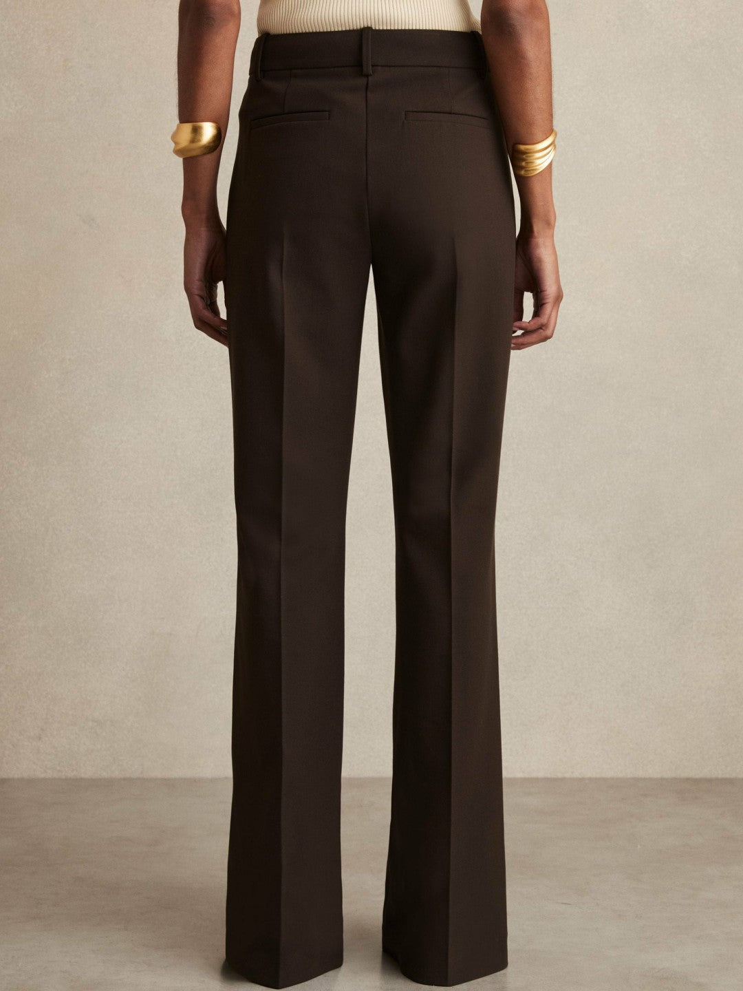 High Rise Flared Trousers Chocolate Brown | Womens