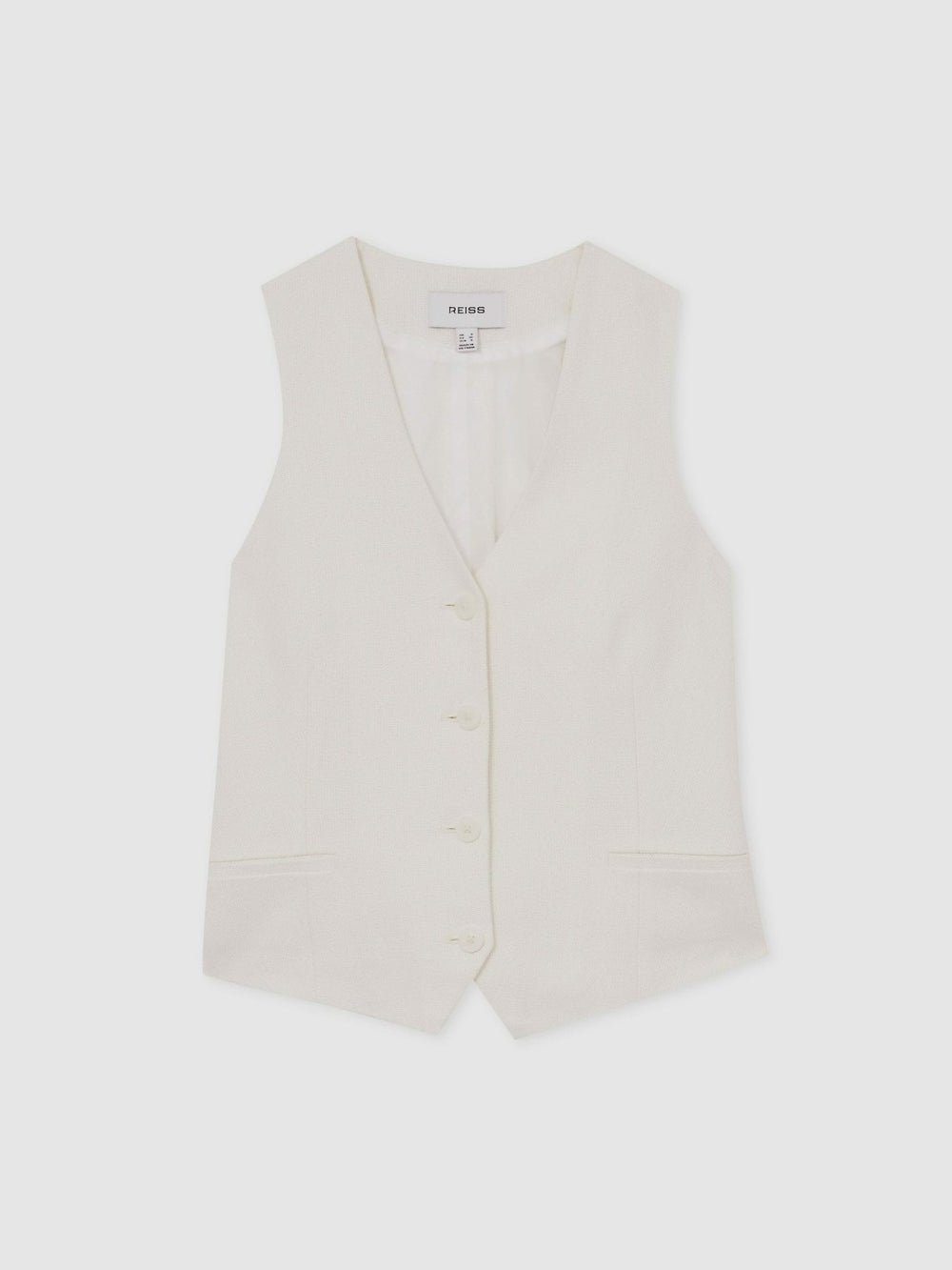 Linen-Blend Button-Through Waistcoat White | Womens