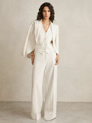 Linen-Blend Button-Through Waistcoat White | Womens