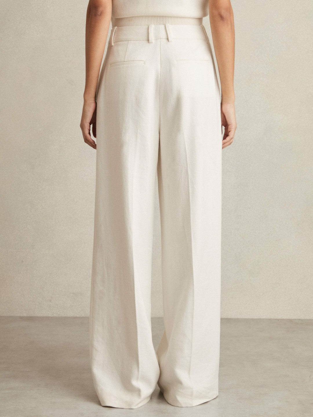Linen-Blend Wide-Leg Trousers White | Womens