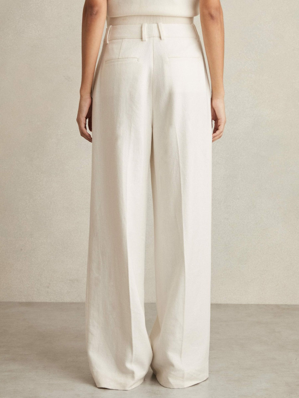 Linen-Blend Wide-Leg Trousers White | Womens