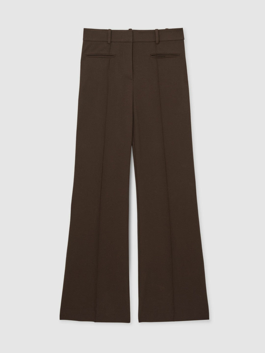Petite High Rise Flared Trousers Chocolate Brown | Womens